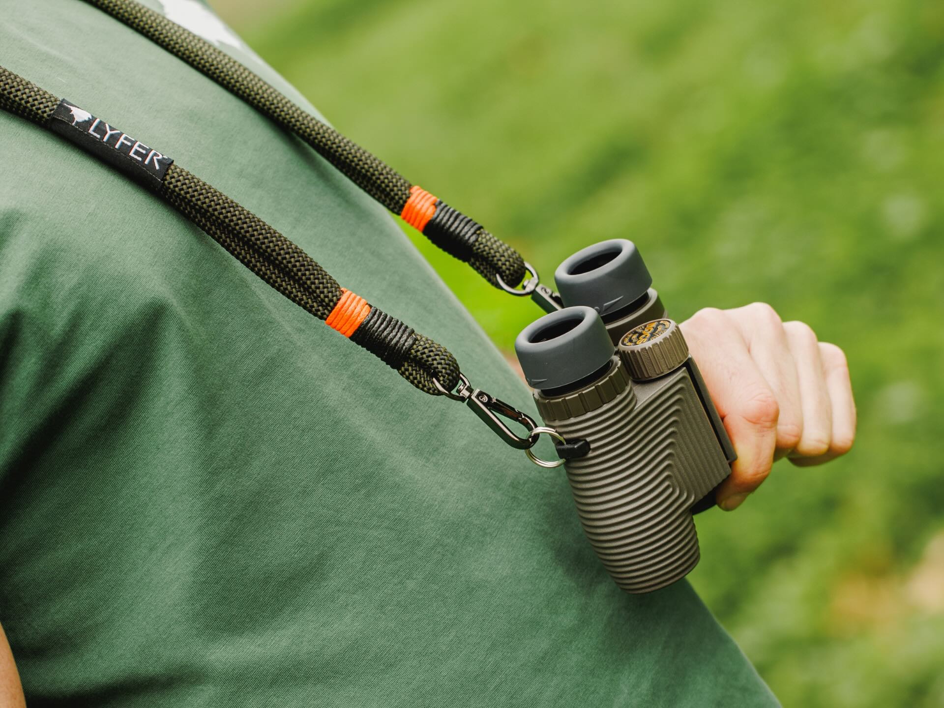 NOCS binoculars with LYFERs hand-made double paracord straps