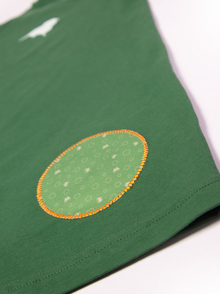 T-shirts for bird lover and the close-up of Lyfer binocular micro-cloth sewn in to t-shirt and the intricate detail of the patch. This Birdwatching t-shirt is a lifestyle brand and first of its kind, it is a bird gift idea Australia