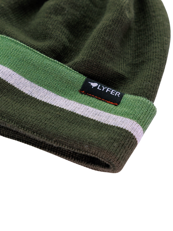 Close-up of the heavyweight fine-knit Merino wool construction