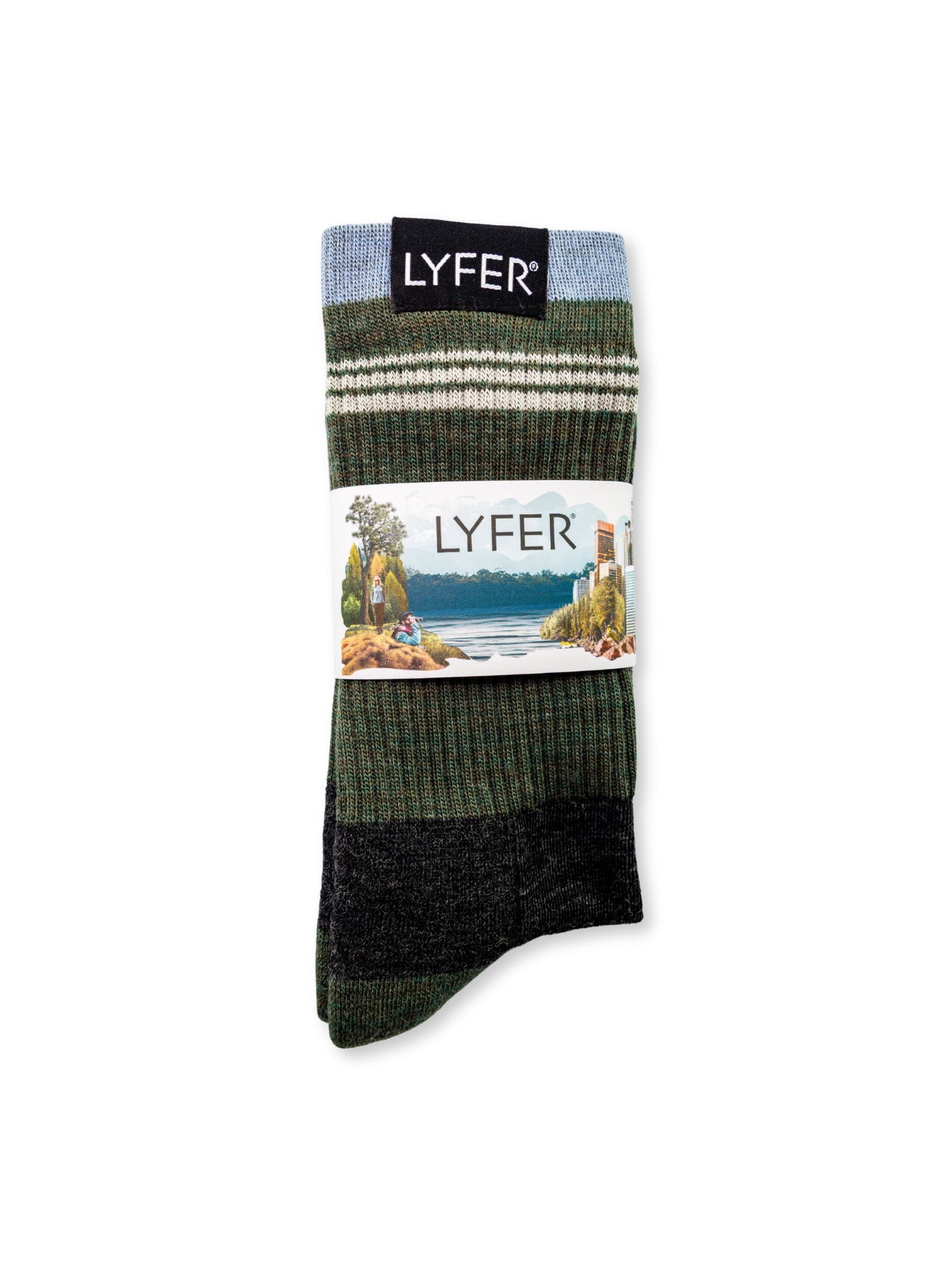 Pack of socks with Lyfer branding on a white background