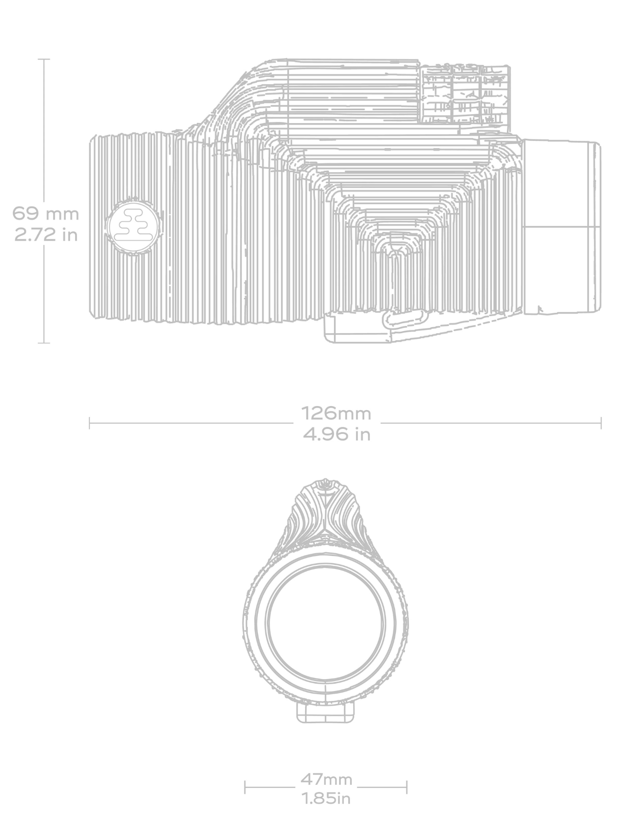 Technical drawing of the monocular.