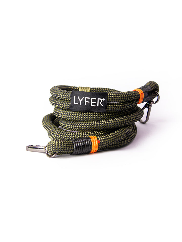 Full shot of the Lyfer birding binocular & camera straps showing all the details of the product.