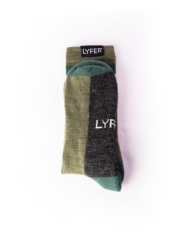 Lyfer Original Brand socks are designer socks for birders. Image from the back and bottom view, showcasing the unique design and premium quality.