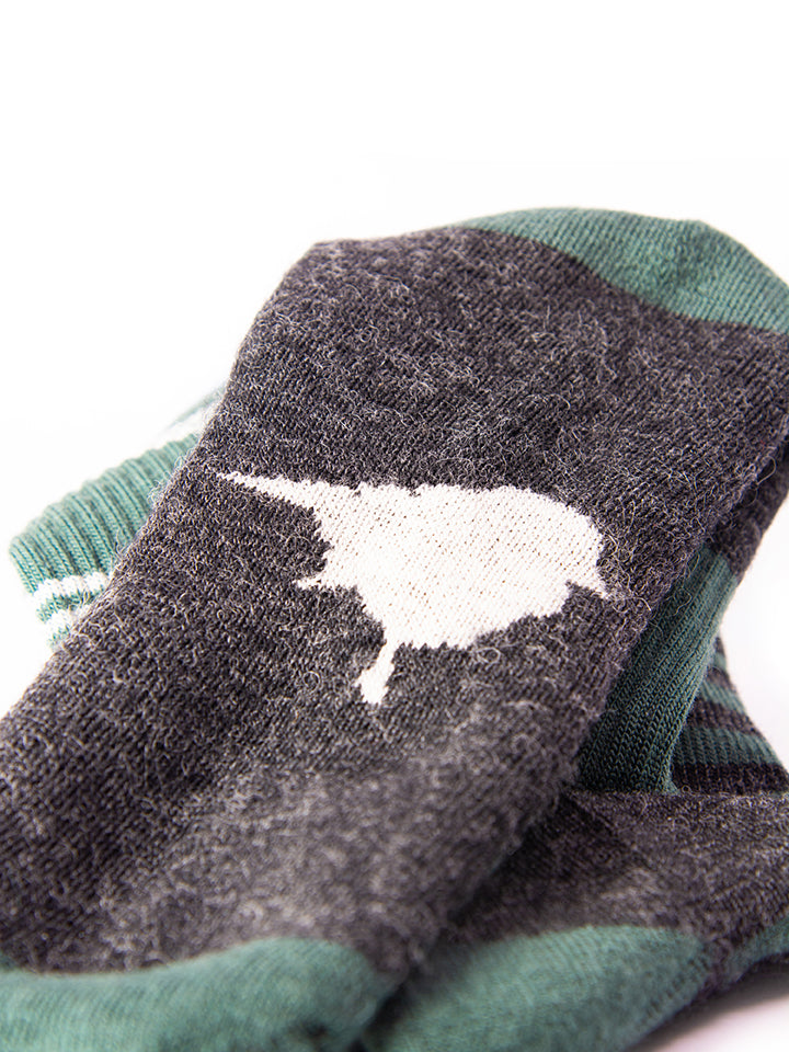 Close up of Birdmark logo on the base of the Lyfer sock.