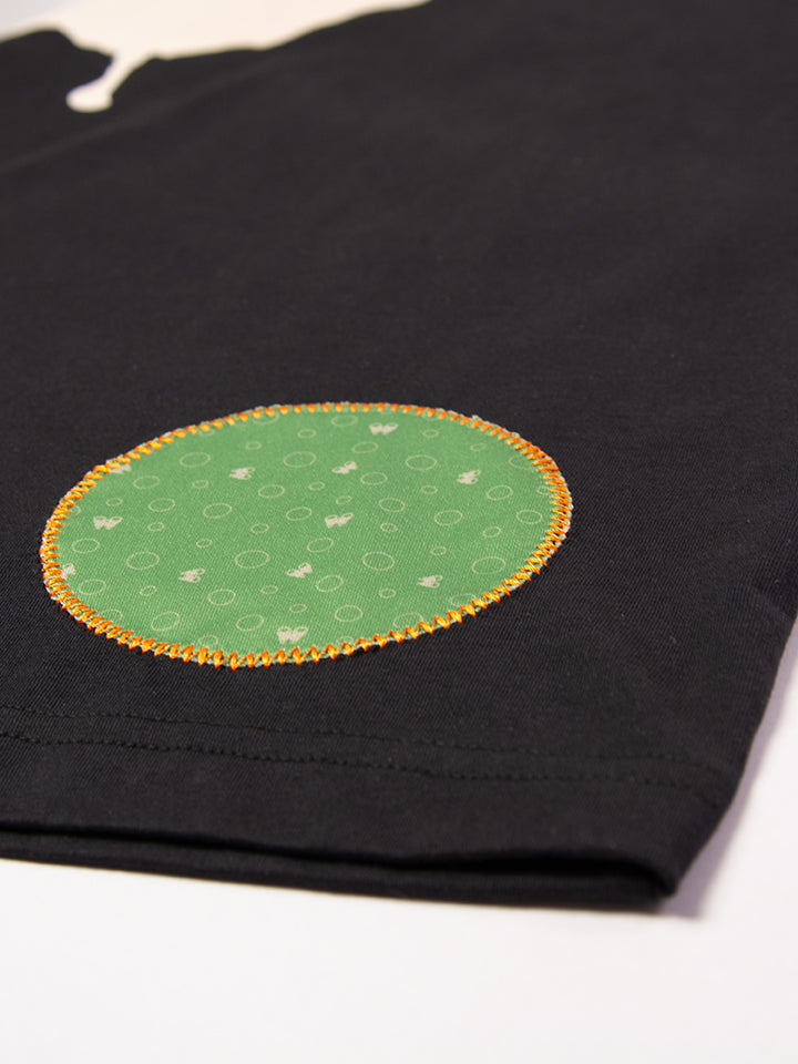 T-shirts for bird lover's and the close-up of Lyfer binocular micro-cloth sewn in to t-shirt and the intricate detail of the patch.