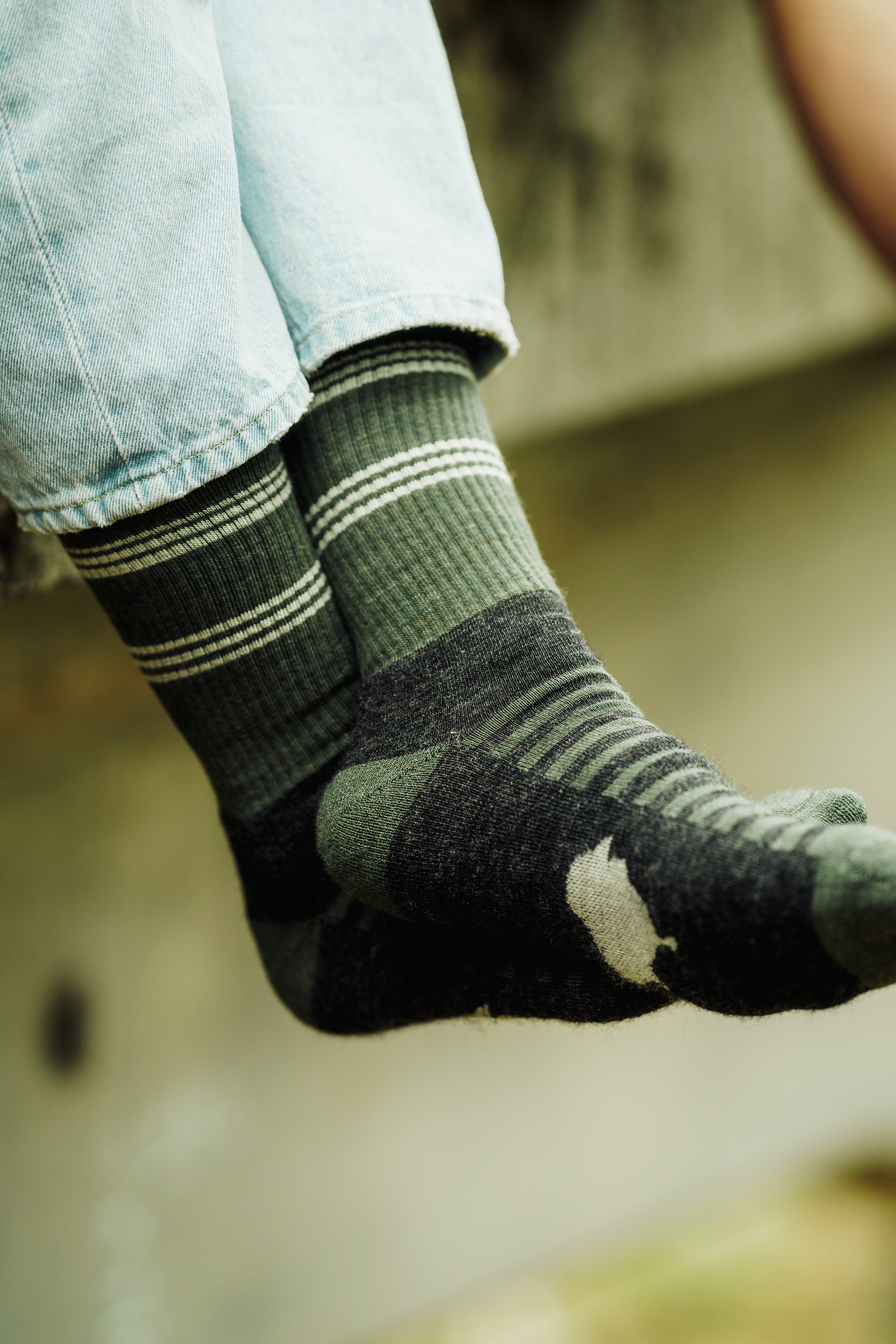 Image of close up of the Lyfer field sock showing the detail and the birdmark logo on the base.