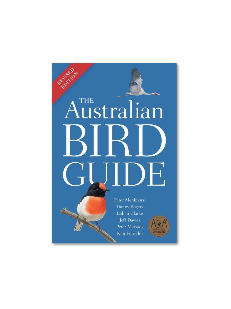 Front cover of the Australian bird guide by CSIRO Publishing featuring a Brolga and a Scarlet Robin