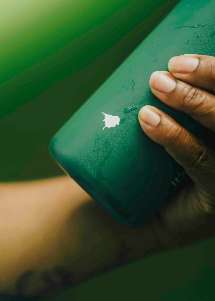 Close up shot of the birdmark logo on this thermo Bottle for Birders. Showing the quality of print work.